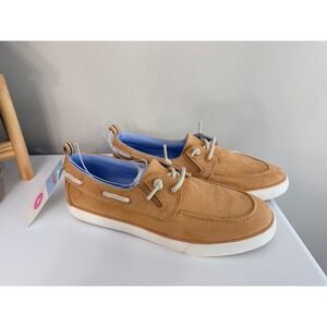 Cat & Jack Boat Shoes Boys Size 4 Tan Brown Faux Suede Loafers NWT